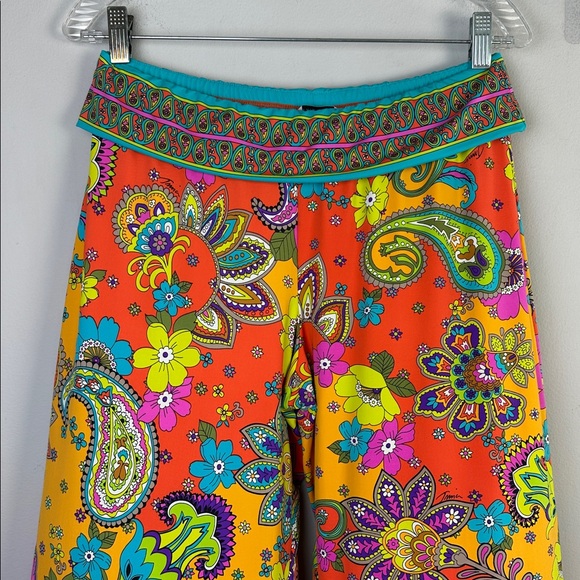 Trina Turk Bohemian Paisley Printed Wide Leg Beach Pants Nylon Stretch Medium - Picture 2 of 16